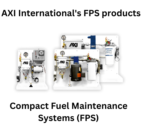 AXI International's FPS products - Compact Fuel Maintenance Systems (FPS) showcasing three different models on a white background